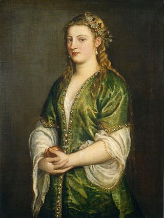 <i>Woman Holding an Apple</i> Painting by Titian