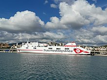 Ciudad de Palma of Trasmediterranea in the port of Palma de Mallorca Trasmediterranea ciudad de Palma 2019-10-29.jpg