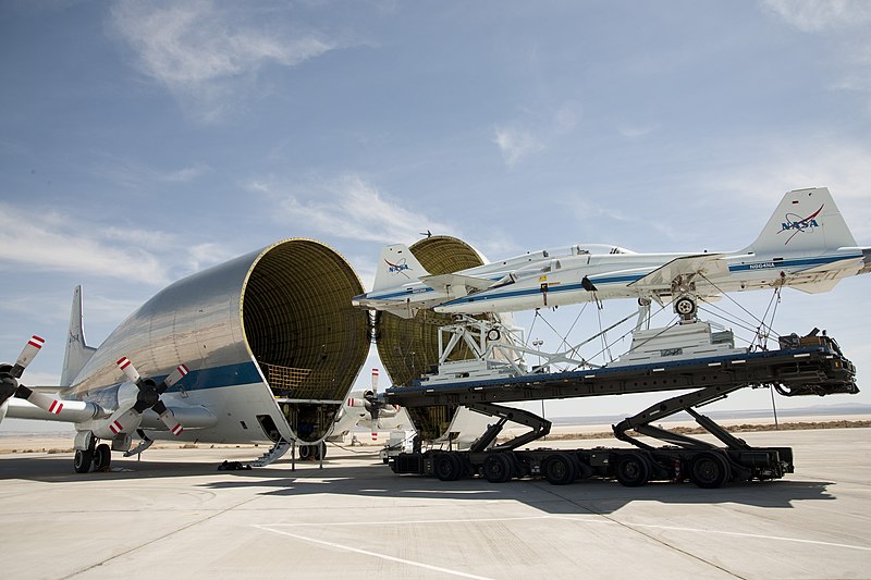 File:Two T-38 Talons are prepared for loading on NASA's Super Guppy Turbine (ED13-0074-075).jpg