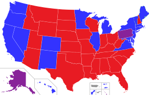 US state legislatures by party control
Democratic control
Republican control
Split control US State Government Control Map.svg