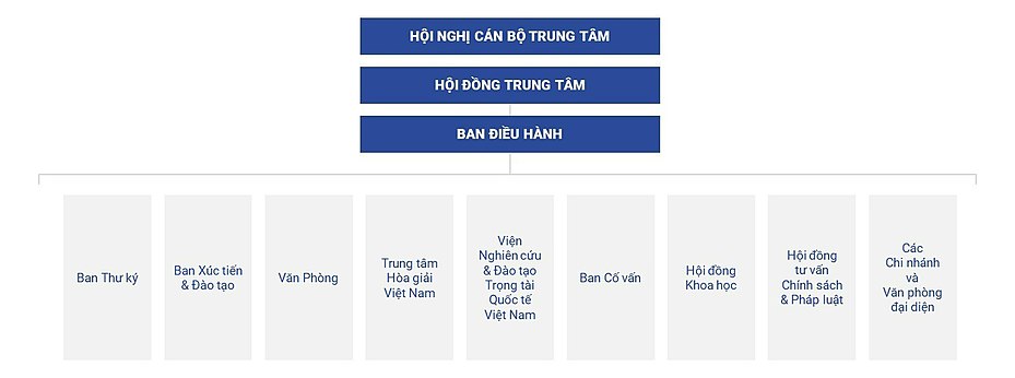 Sơ đồ cơ cấu tổ chức của Trung tâm Trọng tài Quốc tế Việt Nam (VIAC)