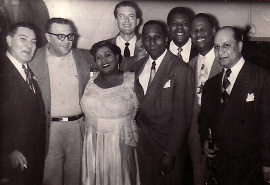 From left: Jack Teagarden, Sandy DeSantis, Velma Middleton, Fraser MacPherson, Cozy Cole, Arvell Shaw, Earl Hines, Barney Bigard, Palomar Supper Club,