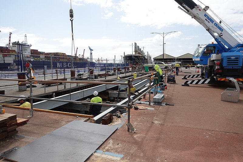 File:Victoria Quay wharf being rebuilt.jpg