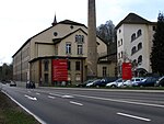 Floos spinning mill, factory building with a stair tower