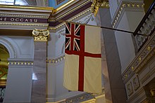 The White Ensign hanging in the British Columbia Parliament Buildings White Ensign.jpg