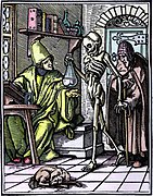 La Muerte y el médico, de la serie Danza de los Muertos (1538), de Hans Holbein el Joven