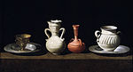 Naturaleza muerta con jarra y tazas label QS:Les,"Naturaleza muerta con jarra y tazas" label QS:Lpl,"Martwa natura z ceramiką" label QS:Len,"Still-Life with Pottery Jars" 1630-1635