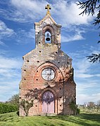 Saint-Jory, Haute-Garonne, France. Beldou Chapel, the facade and the bell tower.