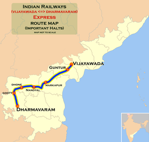 (Vijayawada - Dharmavaram) Express route map.png
