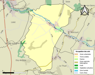 Kolorowa mapa przedstawiająca użytkowanie gruntów.