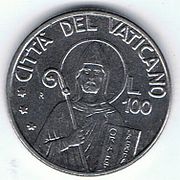 Vatikanische 100-Lira-Münze.