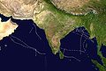 This map shows the tracks of all tropical cyclones in the 1963 North Indian Ocean cyclone season. Public domainPublic domainfalsefalse This work has been released into the public domain by its author, Nilfanion. This applies worldwide. In some countries this may not be legally possible; if so: Nilfanion grants anyone the right to use this work for any purpose, without any conditions, unless such conditions are required by law.