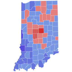1988 Indiana gubernatorial election results map by county.svg