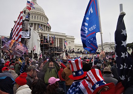 Rioters outside the Capitol shortly after Congress was evacuated
