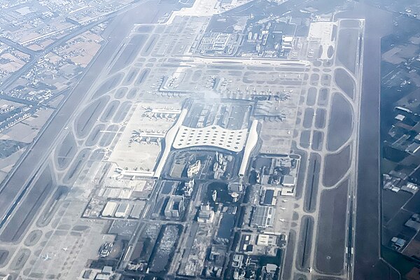 Aerial view of Hangzhou Xiaoshan International Airport