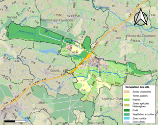 Barevná mapa znázorňující využití půdy.