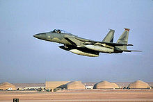 A 363rd Air Expeditionary Wing F-15 Eagle takes off at Prince Sultan Air Base, Saudi Arabia, during Operation Southern Watch 363d-f-15-princesultan.jpg