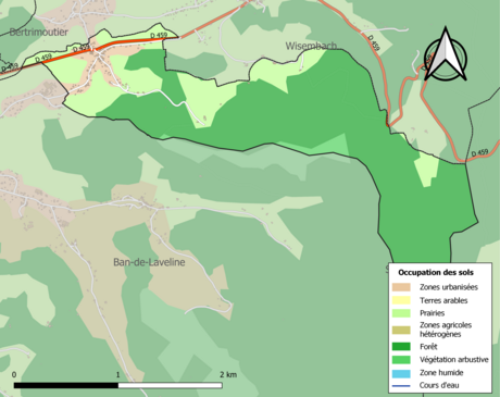 Carte en couleurs présentant l'occupation des sols.