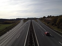 Pohled na Autobahndreieck Bayerisches Vogtland od východu z dálnice A72.