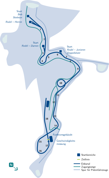 Altenberg Bobbahn Streckenplan deutsch