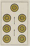 Aluette card deck - Grimaud - 1858-1890 - Seven of Coins.jpg