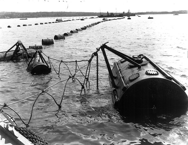 An example of an anti-submarine net, once protecting Halifax Harbour, Canada.