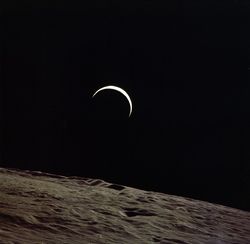 Earthrise as seen by the crew of Apollo 15 near the end of their mission Apollo 15 Earthrise.jpg