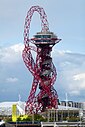 ☎∈ ArcelorMittal Orbit viewed from Stratford High Street (A118).