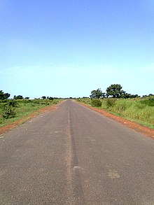 Aweil tar-mac road that runs and circles Aweil from Aweil East border to Koum. The road was built in 2010 in the governing time of Paul Malong as governor of Aweil Aweil Road.jpg