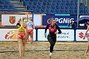 Deutsch: Beachhandball Europameisterschaften 2019 (Beach handball Euro); Tag 5: 6. Juli 2019 – Frauen, Platzierungsspiel für die Ränge 9–12, Deutschland-Polen 2:1 (22:23, 19:16, 7:6) English: Beach handball Euro; Day 5: 6 July 2019 – Placement Match/Cross Match for rank 9–12 Women – Germany-Poland 2:1 (22:23, 19:16, 7:6)