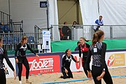 Deutsch: Beachhandball Europameisterschaften 2019 (Beach handball Euro); Tag 3: 4. Juli 2019 – Frauen, Hauptrunde Gruppe II, Deutschland-Spanien 1:2 (18:24, 24:14, 8:9) English: Beach handball Euro; Day 3: 4 July 2019 – Women Main Round Group II – Germany-Spain 1:2 (18:24, 24:14, 8:9)