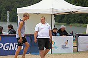 Deutsch: Beachhandball Europameisterschaften 2019 (Beach handball Euro); Tag 2: 3. Juli 2019 – Männer, Vorrunde Gruppe A, Deutschland-Norwegen 2:0 (20:18, 28:12) English: Beach handball Euro; Day 2: 3 July 2019 – Women Preliminary Round Group A – Men Preliminary Round Group A – Germany-Norway 2:0 (20:18, 28:12)
