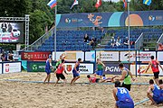 Deutsch: Beachhandball Europameisterschaften 2019 (Beach handball Euro); Tag 5: 6. Juli 2019 – Männer, Halbfinale, Dänemark-Ungarn 2:0 (19:16, 22:18) English: Beach handball Euro; Day 5: 6 July 2019 – Semifinal Men – Denmark-Ukraie 2:0 (19:16, 22:18)