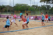 Deutsch: Beachhandball bei den Olympischen Jugendspielen 2018; Tag 5, 10. November 2018; Jungs, Platzierungsrunde - Uruguay-Italien 1:2 English: Beach handball at the 2018 Summer Youth Olympics at 11 October 2018 – Boys Consolation Round – Uruguay-Italy 1:2