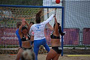 Deutsch: Beachhandball bei den Olympischen Jugendspielen 2018; Tag 5, 10. November 2018; Mädchen, Platzierungsrunde - Russland-Hongkong 2:0 English: Beach handball at the 2018 Summer Youth Olympics at 11 October 2018 – Girls Consolation Round – Russland-Hong Kong 2:0