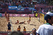 Deutsch: Beachhandball bei den Olympischen Jugendspielen 2018; Tag 3, 10. Oktober 2018; Mädchen, Vorrunde, Gruppe B - Niederlande-Argentinien 2:0 English: Beach handball at the 2018 Summer Youth Olympics at 10 October 2018 – Girls Preliminary Round Group B‎ – Netherlands-Argentina 2:0