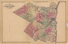 Town and city boundaries within Ulster County in 1875 Beers Ulster County Atlas Page018-019.jpg