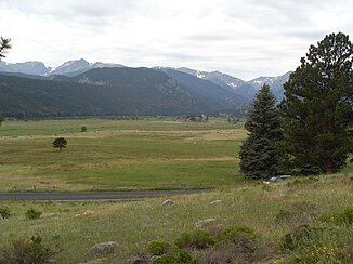 Grande fiume Thompson in Valley Moraine Park nel Parco nazionale delle montagne rocciose