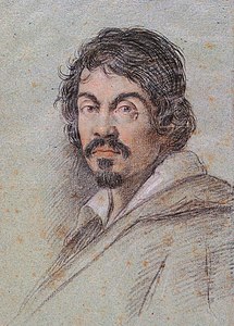 Caravaggio, único retrato contemporáneo que subsiste de él (Florencia, Biblioteca Marucelliana).