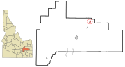 Thumbnail for File:Bingham County Idaho Incorporated and Unincorporated areas Shelley Highlighted.svg