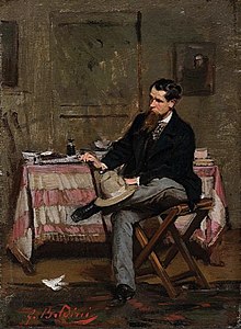 24 Portrait of the painter Luigi Bechi label QS:Lit,"Ritratto di Luigi Bechi" label QS:Lfr,"Portrait en pied du peintre Luigi Bechi, assis" label QS:Len,"Portrait of the painter Luigi Bechi" 1865