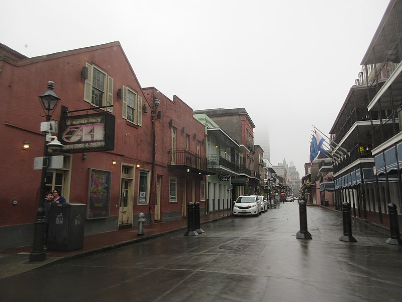 File:Bourbon Street looking up from Toulouse Street, French Quarter New Orleans, 17th Feb 2020.jpg