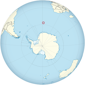 Localização da Ilha Bouvet (circulada em vermelho)