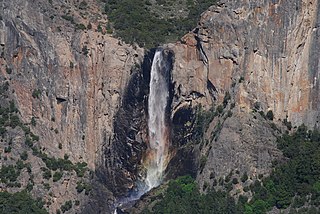 Bridalveil Fall Waterfall in Yosemite National Park, California.