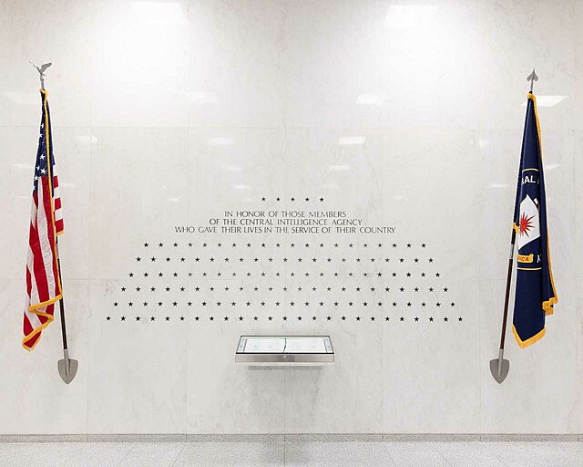 The 140 stars on the CIA Memorial Wall in the CIA headquarters, each representing a CIA officer killed in action