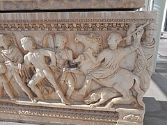 Calydonian Boar Hunt sarcophagus Eleusis 01.jpg