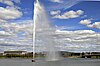 The Central Basin and Captain Cook water jet looking towards the National Library and Parliament House