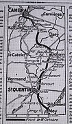 Carte du front le 8 octobre 1918 sur laquelle figure Brancourt.