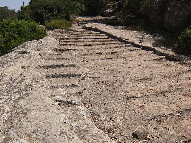 Old Roman road, leading from Jerusalem to Beit Gubrin, adjacent to regional highway 375 in Israel