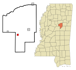 Weirs läge i Choctaw County och countyts läge i Mississippi.